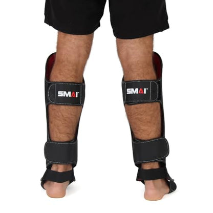 SMAI Thai MMA Kickboxing Guards for Men, Women, Kids with Comfortable, Durable, Impact Resistant, Ankle Support Shin Shields & Foot Protector a Pro-Grade Martial Arts Equipment. - size: Small