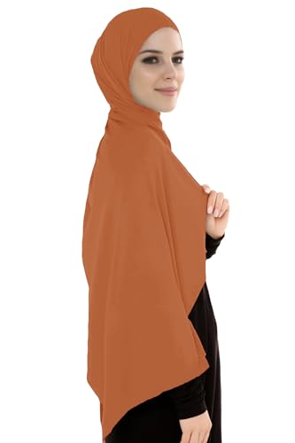 Lina & Lily Breathable Premium Modal Woven Hijab Head Scarf Shawl Wrap for Muslim Women Lightweight - color: Burnt Orange