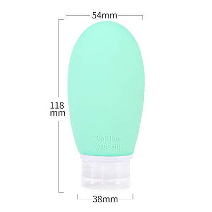 4 Pack 100 ml Portable Travel Bottles, Leak Proof Refillable Squeezable 3.4 fl. oz Silicone Tubes Travel Size Toiletries Containers, Carry On Travel Accessories for Shampoo Liquids by JinZeFa