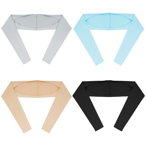 Yookat 4 Pieces Cooling Shawl Golf Cooling Shawl Arm Sleeve Sun Protection Golf Shrug for Women Men Outdoor Sports - color: Black, Gray, Nude, Blue
