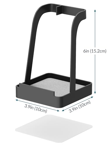 NiHome Pot Lid & Spoon Rest, Diatomite Tray Ladle Holder, Stove Top, Black | Quick-Absorb Diatomite Base & Anti-Slip Silicone Pad Keep Counters Dry While Holding Lids & Utensils Upright - color: Medium Black, size: with diatomite