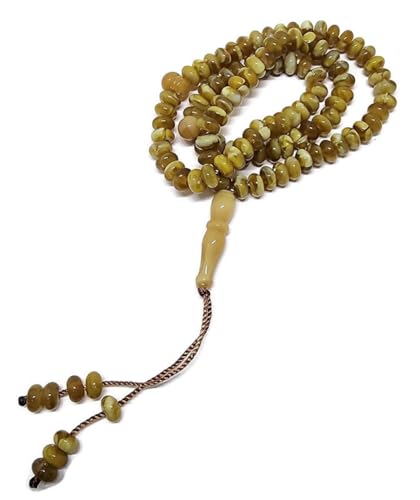 Islam Prayer Tasbih 99 Beads AMN-101 Muslim Zikr Rosary Misbaha w/Decorate Tassels Ramadan praying Eid Gift - color: Brown