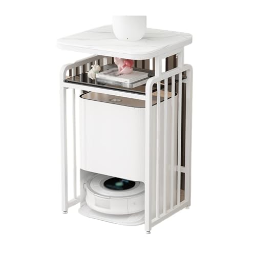 Living Room Sweeper Robot Shelf Organizer Drinking Fountain Shelf Fish Tank Cabinet Coffee Table Shelf Multifunctional(White,50x40x85cm) - color: White, size: 50x40x85cm