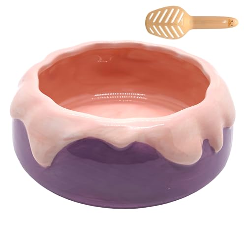 M2cbridge Ceramic Pudding Hamster Food Bowl Feeding Dish Water Bow for Guinea Pig Hedgehog Small Animal(Purple) - color: Purple