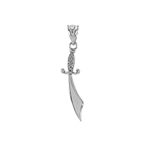 Trendy Necklaces Polished 14k White Gold Scimitar Islamic Charm Pendant