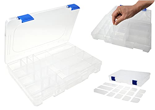 Medium Plastic Fishing Tackle Box Storage Organizer Box 3600 with Adjustable dividers Tackle Tray Parts Crafts Case 2 Pack