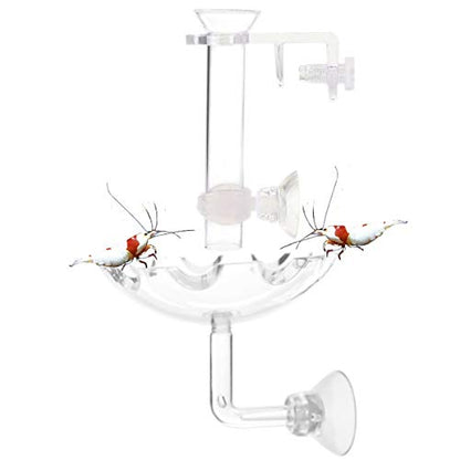 Shrimp Feeding Tube and Feeding Dish, Fit for Shrimp Fish, Mini Size, High Transparent Acrylic Material