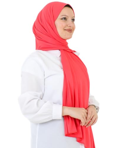 Prien Hijab for Women Viscose Scarf Lightweight Muslim Hijabs Long Shawl Islamic Scarves Turkey Silk Headscarf for Womens - color: Brink Pink