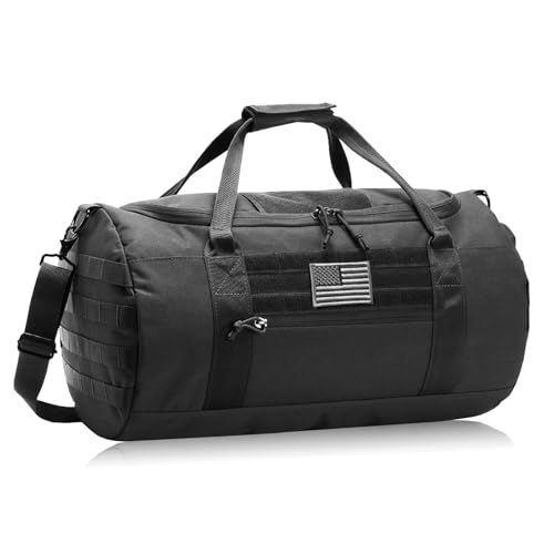 DBTAC 40L Tactical Gym Bag for Men | Military Heavy Duty Duffle Bag with Adjustable Strap for Gym Workout Fitness, Basketball Soccer Sport Training & Weekend Travel, Black - color: Black