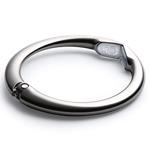 Clipa Bag Hangers The Ring that Opens into a Hook, Closes Automatically | Holds 33 lbs, Needs only 1/2" to Hang a Bag, Easy to Use with One Hand, in 9 available styles, 3 yr Warranty - color: Polished Hematite