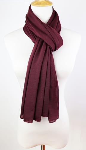 vabovin Head Wraps for Black Women Stretch Jersey Knit Turban Headwrap Solid Color Headscarf Headband Shawl - color: 32- Wine Red