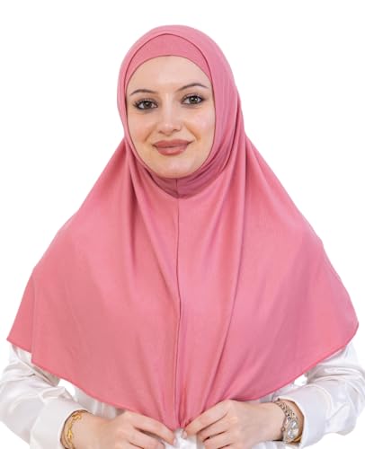 Prien Instant Hijab For Women, Muslim Long Scarf, Undercap Turban Set, Turkish Islamic Clothing, Prayer Clothes For Abaya - color: Dusty Rose