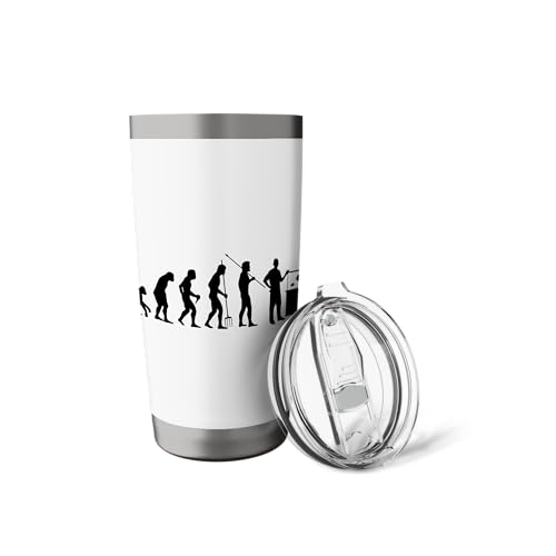 Fish Farmer Evolution Fish Holder Gift Fish Friend Stainless Steel Insulated Tumbler - color: White