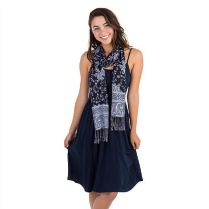 TUSHUSTY Pashmina Feel Rave Shawl Wrap for Women Men Hijab Scarf - color: Black White