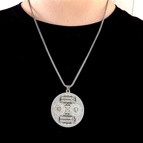 925 Sterling Silver Felak Nas Ayatul Kursi Al-Inshirah Verses Men's Necklace - size: 55cm