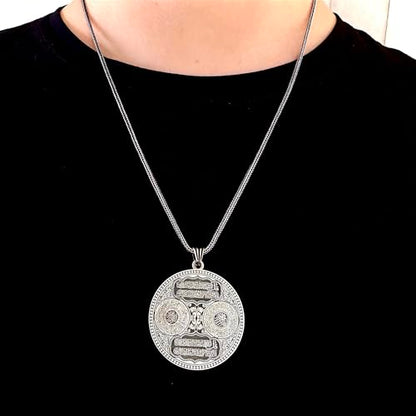 925 Sterling Silver Felak Nas Ayatul Kursi Al-Inshirah Verses Men's Necklace - size: 55cm