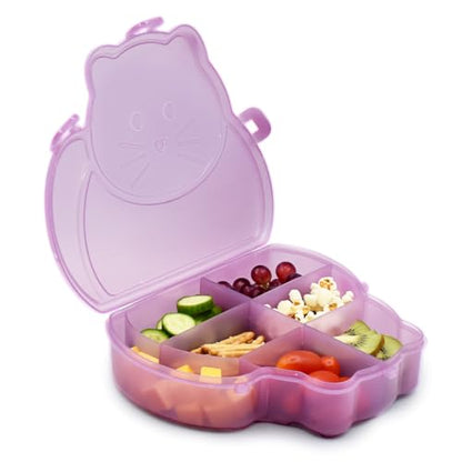 melii Animal Shaped Snackle Box - Divided Snack Container, Food Storage for Kids, Removable Dividers, Arts & Crafts, Beads, BPA-Free - Cat - color: Cat