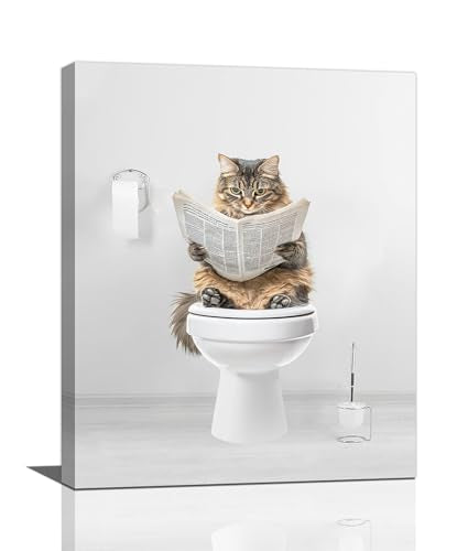 Cat Wall Art Funny Cat Bathtub Bathroom Pictures Wall Decor Canvas Prints Framed Artwork Paintings Office Home Decorations For Bathroom Bedroom Living Room 16"x20" - color: Cat, size: 16L" x 20W"