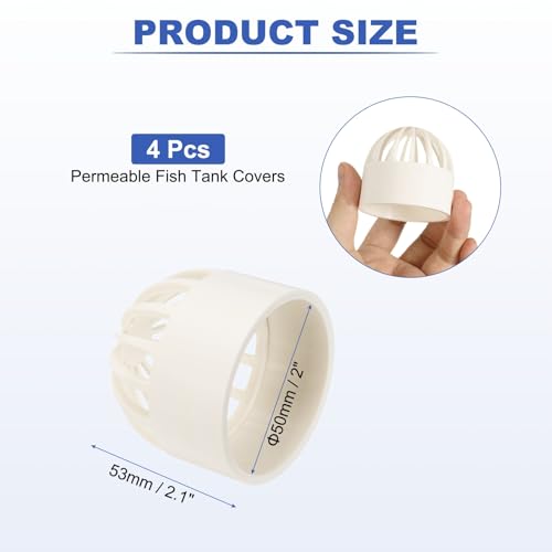 PATIKIL 2 Inch (50mm) Fish Cover Permeable Cap, 4 Pcs PVC Breathable Cap Aquarium Guard Fish Tank Intake Cover, White - color: White, size: 2Inch(50mm)