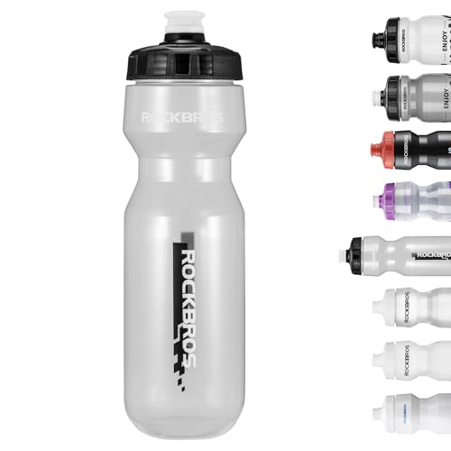 ROCKBROS Cycling Water Bottle, 20-25oz Cycling Bottle, BPA-Free - color: 25oz Black Transparent, style: 1 Pack