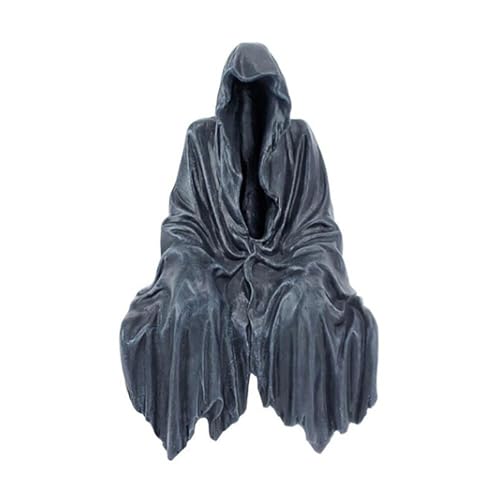 Grim Reaper Statue Bookshelf Decor, Halloween Gothic Decorations, Black Robe Spooky Resin Figurine Home Indoor Decoration - color: Gothic Statue