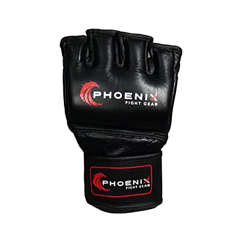 Flight MMA Fight Gloves, Leather Sparring Gloves for MMA & Grappling, Adjustable Wrist Band, Open Palms - color: Black, size: X-Large