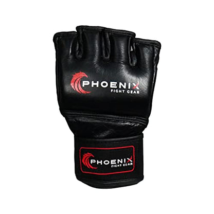 Flight MMA Fight Gloves, Leather Sparring Gloves for MMA & Grappling, Adjustable Wrist Band, Open Palms - color: Black, size: X-Large