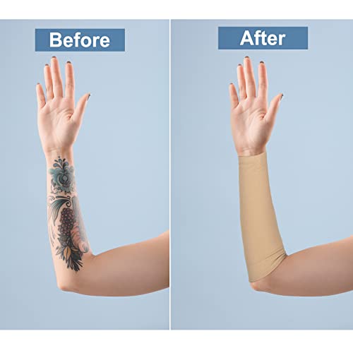 Vicenpal Tattoo Cover Sleeves Forearm Cover for Women Men - color: Black, Nude