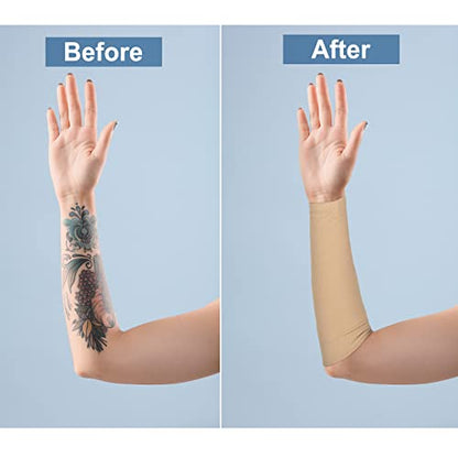 Vicenpal Tattoo Cover Sleeves Forearm Cover for Women Men - color: Black, Nude