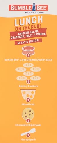Bumble Bee Lunch On The Run Chicken Salad with Crackers Kit, 8.2 oz - Ready to Eat, Includes Crackers, Cookie & Mixed Fruit - Shelf Stable & Convenient Source of Protein, Easy Open Can - size: 8.2 oz (Pack of 1)