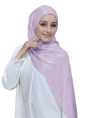 Lina & Lily Sheen Shimmer Women's Crepe Scarf Shawl Wrap Head Hijab Lightweight - color: Lavender