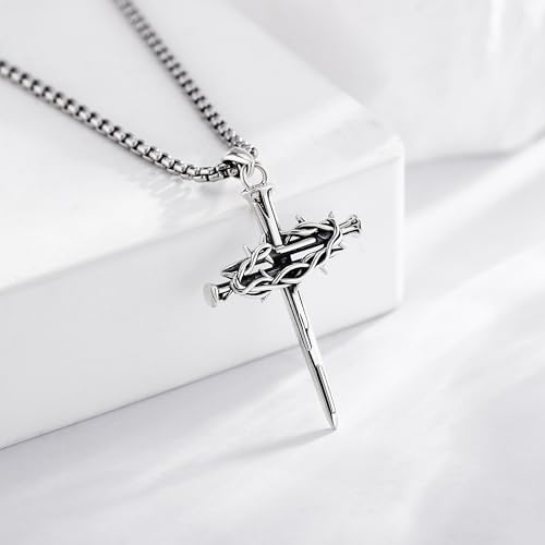 Sterling Silver 3 Nails Cross/Saint/Egyptian/Catholic Cross/Holy Spirit Necklace Religious Pendant Jewelry for Women - style: 3 Nails Cross