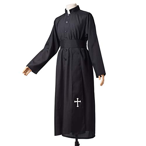 COSDREAMER Mens Clergy Robe Preacher Cassocks Mens Praise Worship Robes - color: Black, size: X-Large