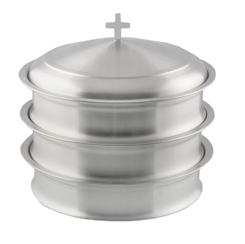Communion Tray for Church with Lid, Stainless Steel - Set of 3 Trays - color: Satin (Matte) Finish