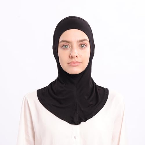 Modal Jersey Muslim Amira Instant Hijab Scarf for Women Jersey Hijab Undercaps - color: Black+dark Grey