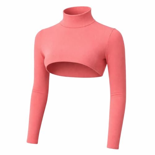 AMAL Modest Arm Sleeves Bolero for Women – Long Sleeve Crop Shrug, Islamic Hijab Layering Top, Soft Stretch Cotton Cover Up - color: Coral, size: Small