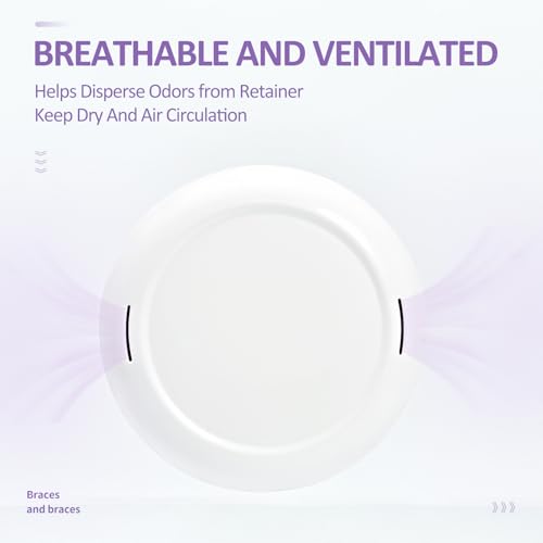Retainer Case Slim Aligner Case with Vent Holes Removable Inner Tray Silicone for Easy Cleaning, Retainer Removal Tool and Brush (White Purple) - color: White Purple