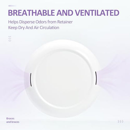 Retainer Case Slim Aligner Case with Vent Holes Removable Inner Tray Silicone for Easy Cleaning, Retainer Removal Tool and Brush (White Purple) - color: White Purple