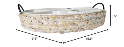 Ceramic Serving Trays, RANDEFURN Serving Platters with 6 Removable Dishes, Serving Tray for Parties, Food Tray 15.5 x 15.5 Inches, Perfect for or Chips,Whitewash - color: Whithewash