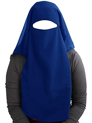 MyBatua 3 Layers Saudi Niqab In Breathable Georgette, Wholesale Price, 1pc Face Veil NQ-003 - color: Royal Blue