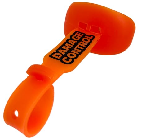 DAMAGE CONTROL Pacifier Football Mouth Guard – Permanent Strap – Orange | Youth Football Mouthpiece, No Boiling, Breathable Design, Protects Lips & Teeth, Works with Braces - color: Orange