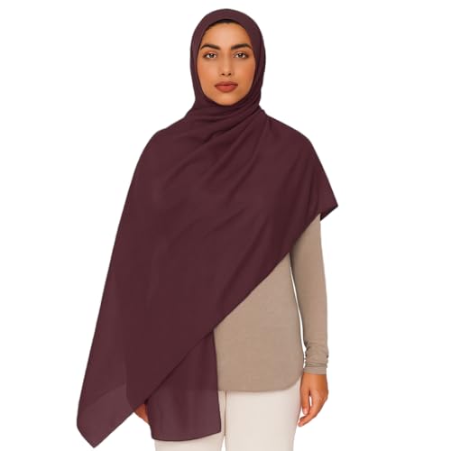 Premium Breathable Modal Cotton Hijab for Women, Lightweight, Non-Slip, Soft & Elegant Scarf for Everyday Wear - color: Wine Burgundy