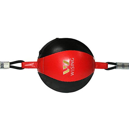 Wesing Double End Striking Bag Leather Boxing Speed Ball Bag - color: Red