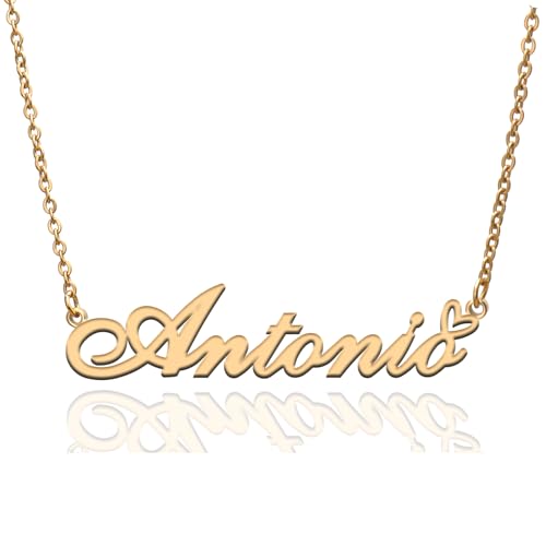 Custom Name Necklace Customized Personalized Plated Necklace for Mother Daughter Friendship Women Valentine's Day Christmas Birthday New Year Party - style: Antonio Gold