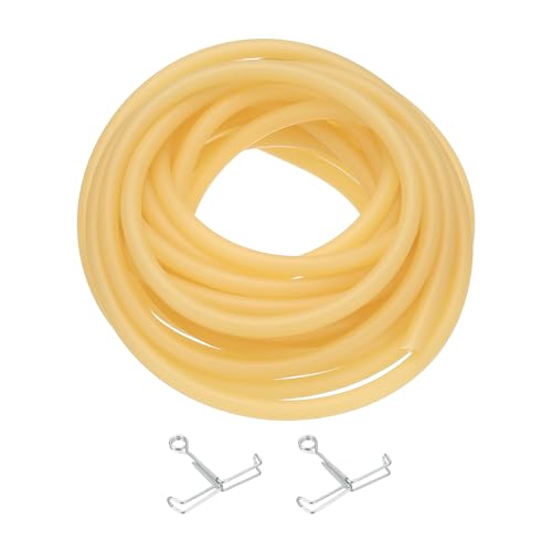 PATIKIL Rubber Tubing, 2mmx4mmx5m Tubing Tube with Hose Clamps, Soft Hose Line Pipe for Multipurpose Industrial Aquarium, Yellow - size: 2mmx4mmx5m