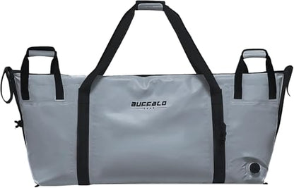 Buffalo Gear Insulated Fish Cooler - 27.5QT 58QT Waterproof Flat Bottom Bag, Leakproof and Fishing Kill Bag - color: Gray-85QT
