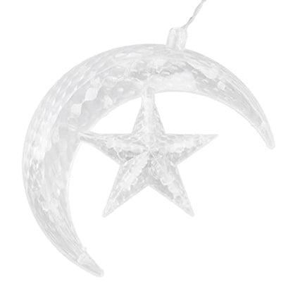Keebgyy Star Moon String Lights, LED Curtain Lights, Moon String Lights for Crescents Party, Wedding, Christmas, Thanksgiving, Suitable for Rooms, Dorm, Living Rooms, 126LED Decorative String Lights