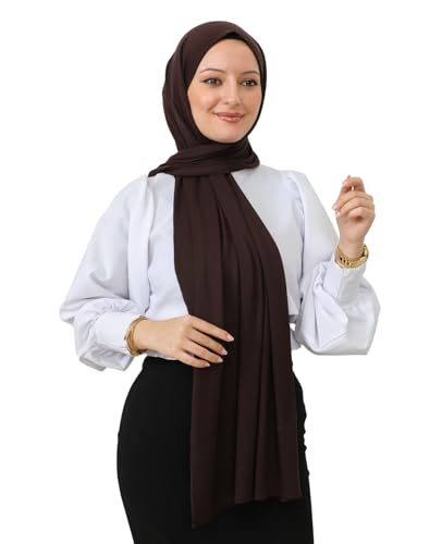 Prien Hijab for Women Viscose Scarf Lightweight Muslim Hijabs Long Shawl Islamic Scarves Turkey Silk Headscarf for Womens - color: Brown
