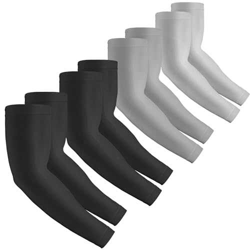 2 Pairs UV Protection Cooling Arm Sleeves Compression Sun Sleeves for Men Women Youth, Tattoo Cover Up, UPF 50 - color: 4 Pairs: 2 Pairs Black & 1 Pair Dark Gray & 1 Pair Light Gray