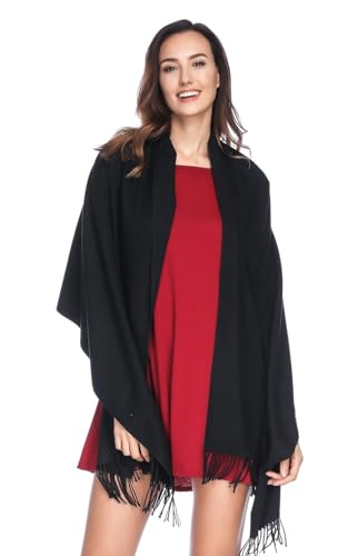 Pashmina Shawl Wraps Scarves Evening Dresses Wedding Bridesmaid for Women - color: 01-black